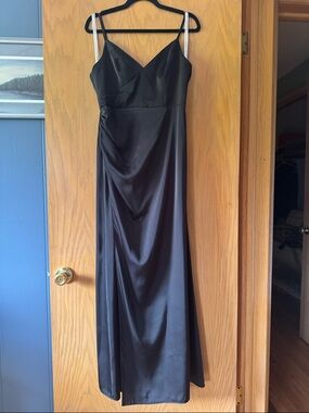 Azazie Marchella Black Stretch Satin Dress
